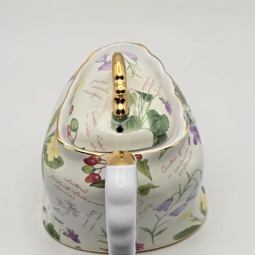 Vintage Royal Cuthbertson Floral Porcelain Botanical Teapot Made In England‎